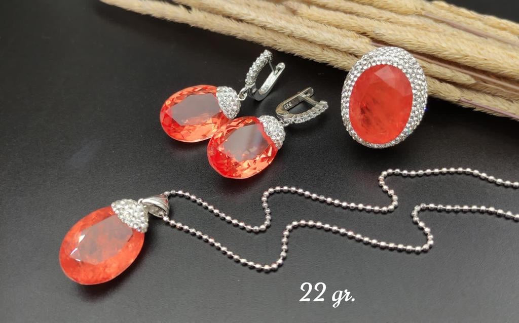 Paraiba Stone Silver Jewelry Set | Handmade Turkish Jewelry Set | 925 Sterling Silver Set