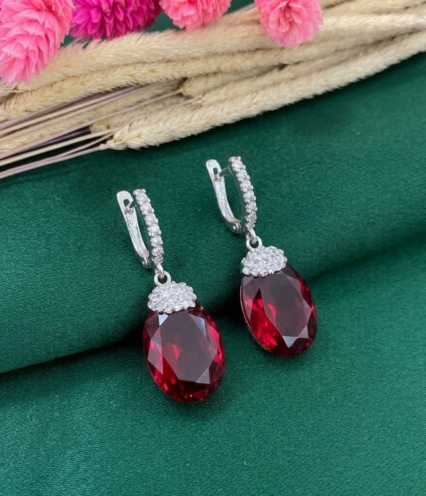 Ruby Jewelry Set, Handmade Turkish Jewelry, Women's Jewelry Set, Ring, Earrings & Pendant, 925 Sterling Silver Set
