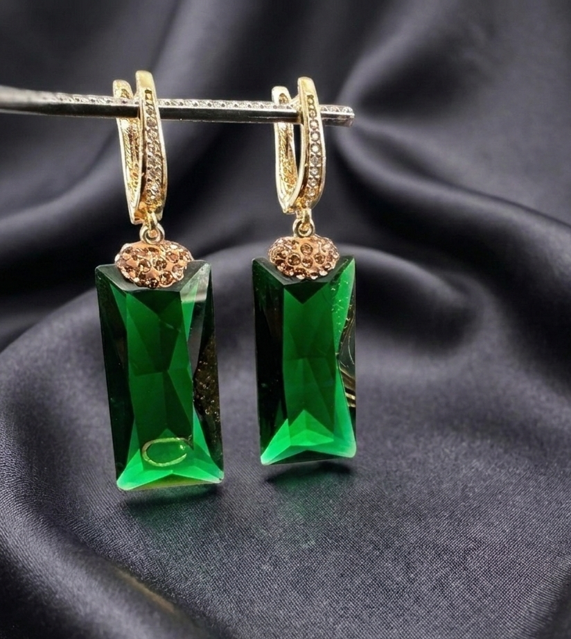 Handmade Emerald Jewelry Set | 925 Sterling Silver Turkish Design | Necklace & Earrings Set