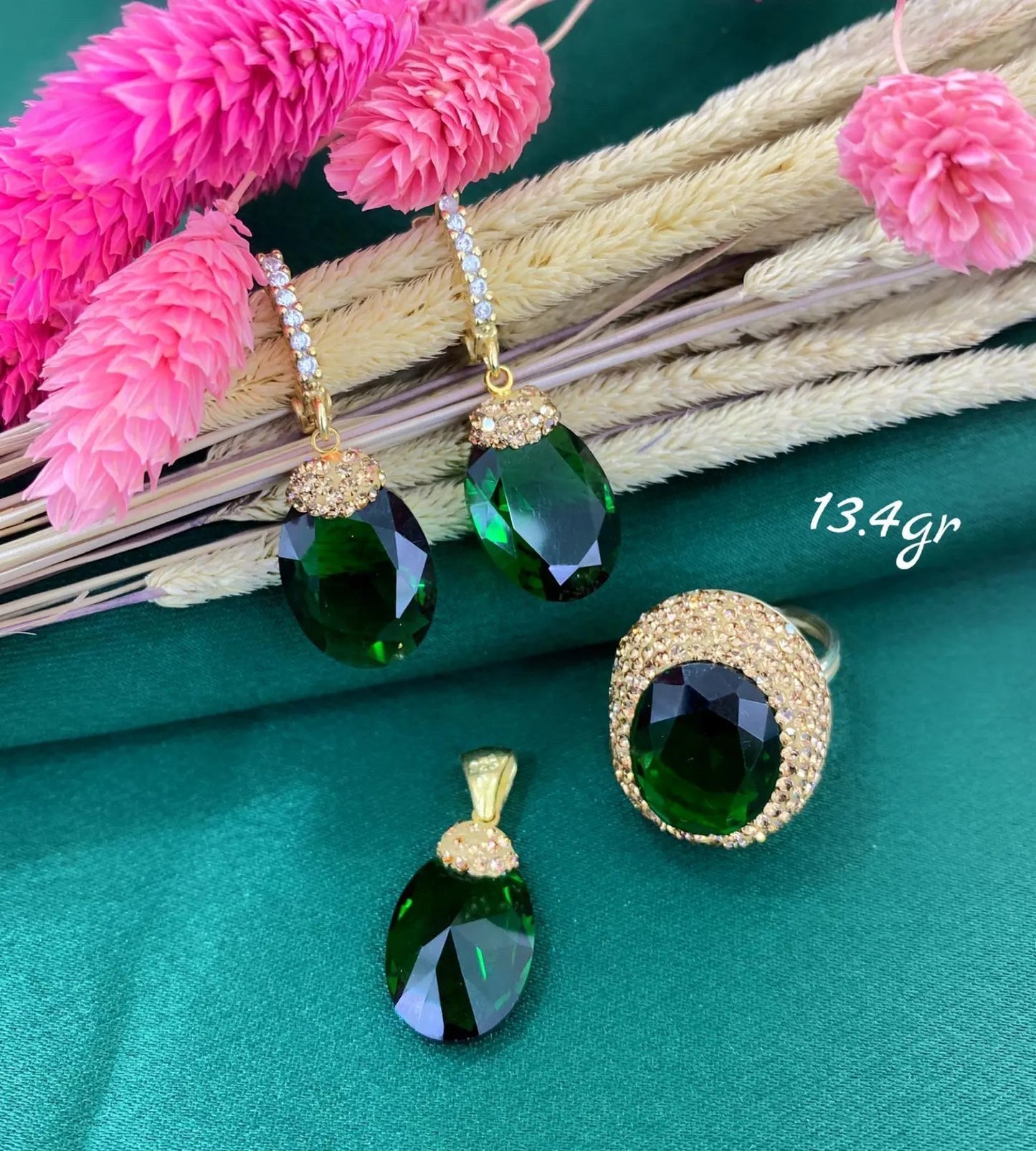Emerald Set, Authentic Set, Handmade Set Women, Turkish Handmade Set